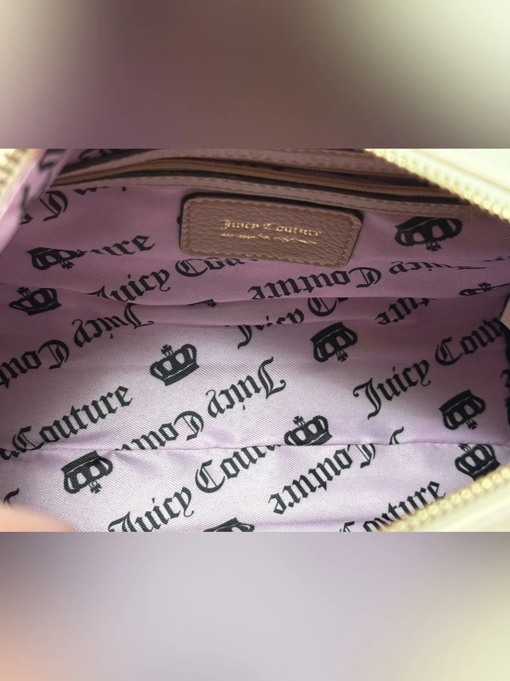 Juicy Couture Cream Satchel with Pink-Tan Scarf and Charm